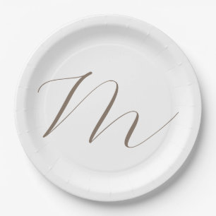 Assiettes En Carton Monogramme calligraphie Plaque unique moderne