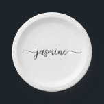Assiettes En Carton Monogramme calligraphique minimaliste blanc et<br><div class="desc">Could you please provide the German sentence you’d like translated into French?</div>