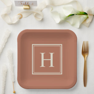 Assiettes En Carton Monogramme classique simple et élégant sur terre c