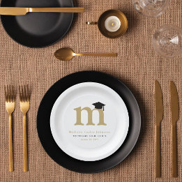 Assiettes En Carton Monogramme Classique Simple Fête de Remise de Dipl