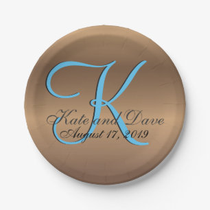 Assiettes En Carton Monogramme de bronze 🔑 Pecan élégant