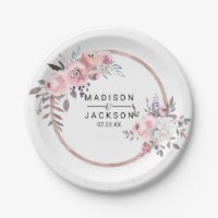 Monogramme de Mariage floral encadré d'or blanc et