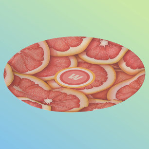 Assiettes En Carton Monogramme de pamplemousse rose fraîchement récolt