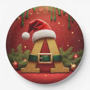 Assiettes En Carton Monogramme de Santa A pour les cadeaux de Noël