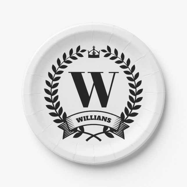 Assiettes En Carton Monogramme familial (Devant)