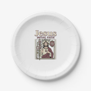Assiettes En Carton Monogramme initial de Jésus Foi Monogramme initial