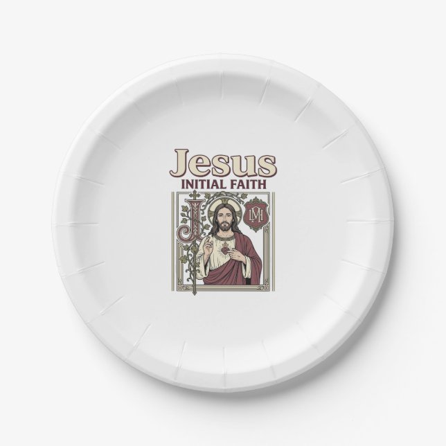 Assiettes En Carton Monogramme initial de Jésus Foi Monogramme initial (Devant)