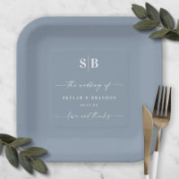Monogramme Mariage bleu foncé couleur simple