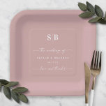 Assiettes En Carton Monogramme Mariage Mauve Dusty couleur simple<br><div class="desc">Simple couleur solide Dusty Mauve Mariage Monogramme Réception Plaques de papier personnalisées. Ce mariage moderne ou tout autre événement Design de plaque papier est simple et minimal avec une couleur arrière - plan unie et des polices de script de calligraphie signature tendance. Montré dans la nouvelle palette de couleurs du...</div>