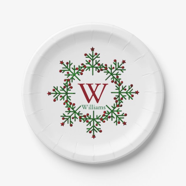 Assiettes En Carton Monogramme moderne de guirlande (Devant)