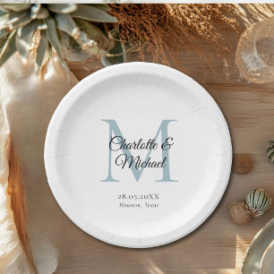 Assiettes En Carton Monogramme moderne minimal