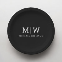 Monogramme moderne minimaliste noir et blanc