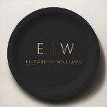Assiettes En Carton Monogramme noir minimaliste en or noir classique<br><div class="desc">Faites-vous plaisir avec notre plaque de Monogramme minimaliste classique et élégant. Conçu avec soin, ce plateau allie élégance intemporelle et minimalisme contemporain, ajoutant une touche d'élégance raffinée à vos tables. Réalisée avec précision et attention au détail, cette assiette est plus qu'une simple vaisselle, c'est une déclaration personnalisée de goût raffiné...</div>