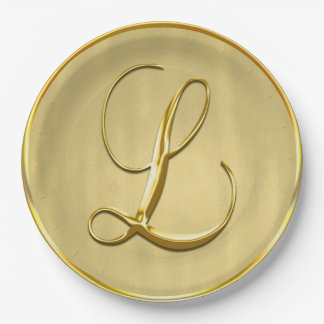 Assiettes En Carton Monogramme or L Mariage Personnalisé Monogrammes M