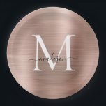 Assiettes En Carton Monogramme or rose Glam métal acier<br><div class="desc">Monogramme or rose Glam métal acier plaque en acier</div>