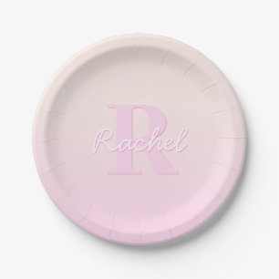 Assiettes En Carton Monogramme personnalisable Ombre de la pêche et
