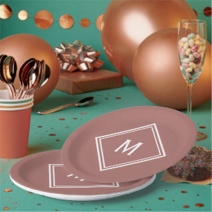 Assiettes En Carton Monogramme Personnalisé En Terracotta Design Moder