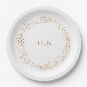 Assiettes En Carton Monogramme personnalisé Laurel Garland