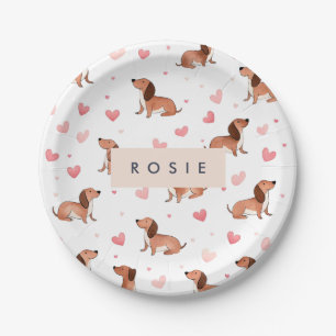 Assiettes En Carton Monogramme Personnalisé Mignon Chien Dachshund
