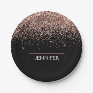 Assiettes En Carton Monogramme Rose rose rose rose Parties scintillant