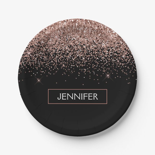 Assiettes En Carton Monogramme Rose rose rose rose Parties scintillant (Devant)