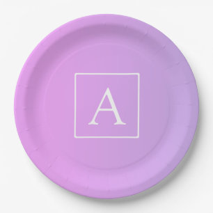 Assiettes En Carton Monogramme simple   Ombre subtil rose/violet