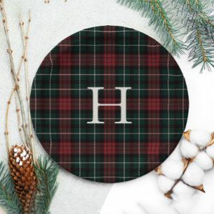 Assiettes En Carton Monogramme Tartan de vacances