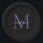 Assiettes En Carton Monogramme Violet Pourpre Noir Écriture Moderne Él<br><div class="desc">Assiette En Papier Monogramme Violet Pourpre Noir Simple Moderne Tendance Féminin</div>