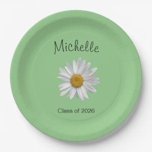 Assiettes En Carton Monogramme White Daisy Graduation Party