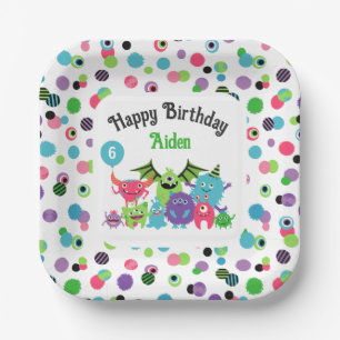 Assiettes En Carton Monster Mash Nom et âge Fête d'anniversaire