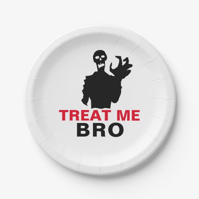Assiettes En Carton Monster Treat Me Bro drôle Halloween personnalisab (Devant)