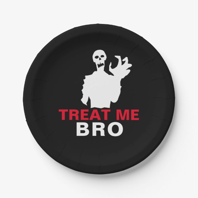Assiettes En Carton Monster Treat Me Bro drôle Halloween personnalisab (Devant)