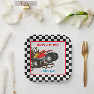 Assiettes En Carton Monster Truck Rally Décorations d'anniversaire