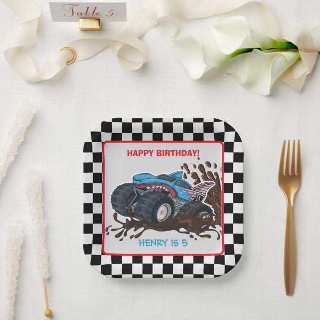 Assiettes En Carton Monster Truck Rally Décorations d'anniversaire (Mariage)