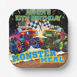 Assiettes En Carton Monster Truck Showdown High Speed Racing Carré
