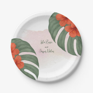 Assiettes En Carton Monstère tropicale et Mariage Hibiscus