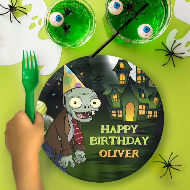 Assiettes En Carton Monstre d'horreur des enfants d'anniversaire Zombi (Créateur téléchargé)