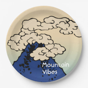 Assiettes En Carton Mont Fuji avec nuages Ajoutez votre nom
