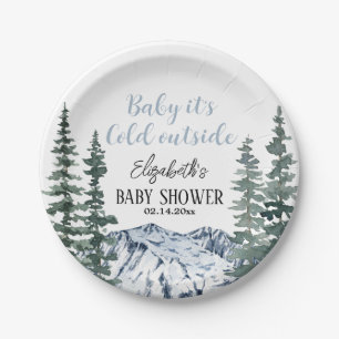 Assiettes En Carton Montagnes neigeuses Bébé Il fait froid dehors