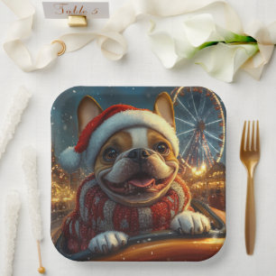 Assiettes En Carton Montagnes Russes de Noël Chien Boxer Noël