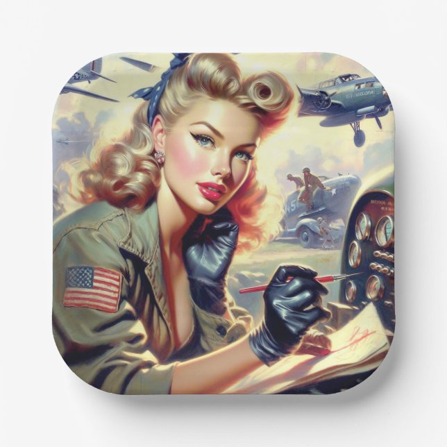 Assiettes En Carton Monter le pilote vintage (Recto)