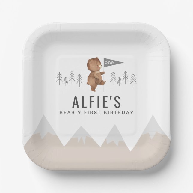 Assiettes En Carton Monts de l'ours Premier anniversaire (Recto)