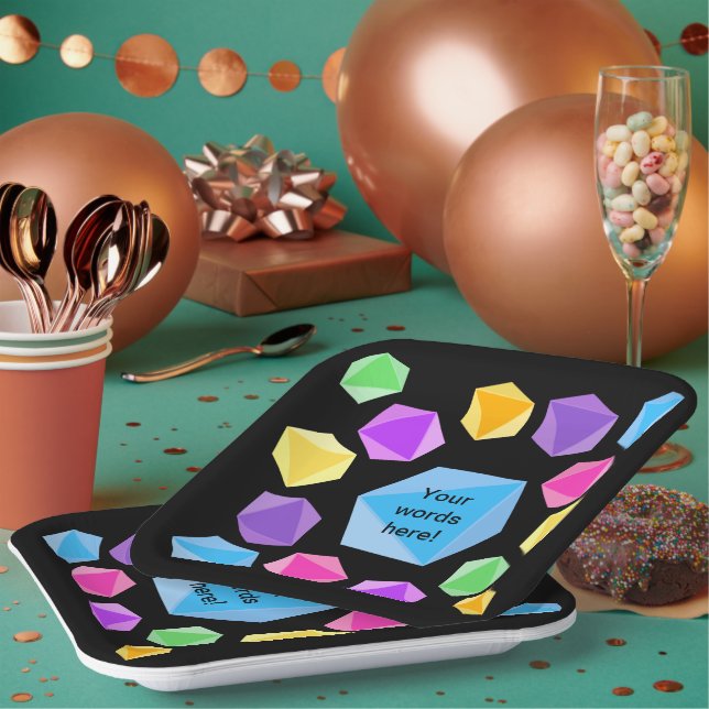 Assiettes En Carton Morceau arc-en-ciel personnalisé (Multi)