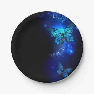 Assiettes En Carton Morpho Butterfly in the Dark Background
