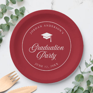 Assiettes En Carton Mortarboard Script Editable Color Graduation Party