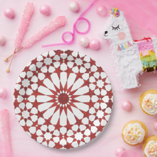 Assiettes En Carton Mosaïque andalouse rouge ALHAMBRA