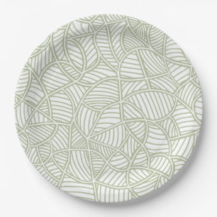 Assiettes En Carton Mosaïque feuille aléatoire vert pâle