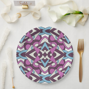 Assiettes En Carton Mosaïque Géométrique Moderne – Motif de Couleur Ab