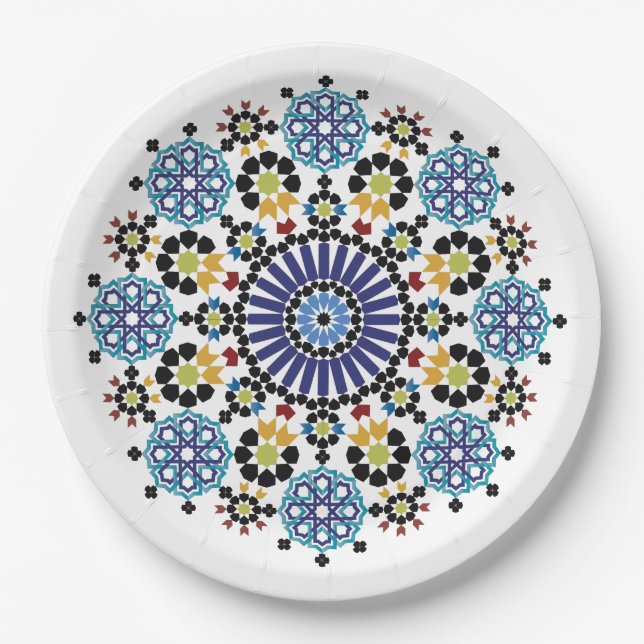 Assiettes En Carton Mosaïque Marocain ! Zellige Marocain (Devant)