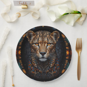 Assiettes En Carton Mosaïque verre tendu Cheetah Portrait